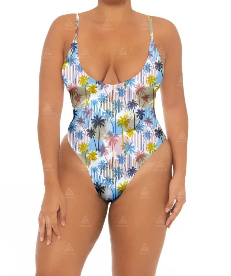 PLUS07 Double Straps Simple U-Shaped Backless Sexy One-Piece Swimsuit Plus Size Swimsuit 06