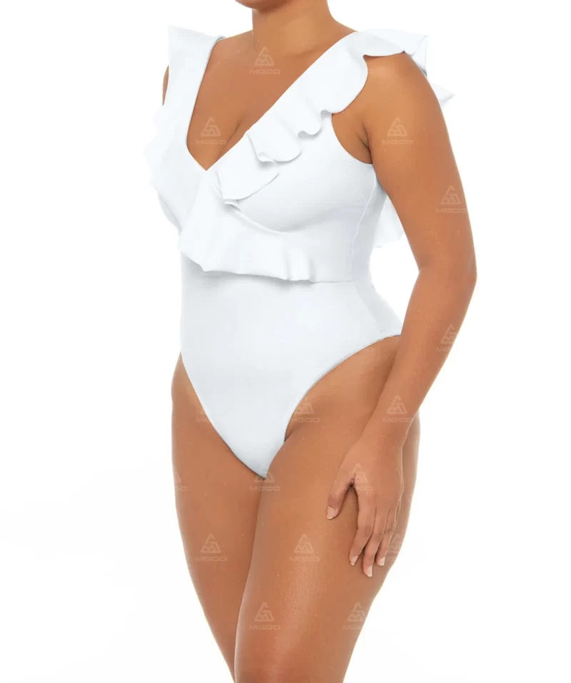 PLUS08 Deep V Ruffle Design U-Shaped Backless One-Piece Swimsuit Plus Size Swimsuit 02