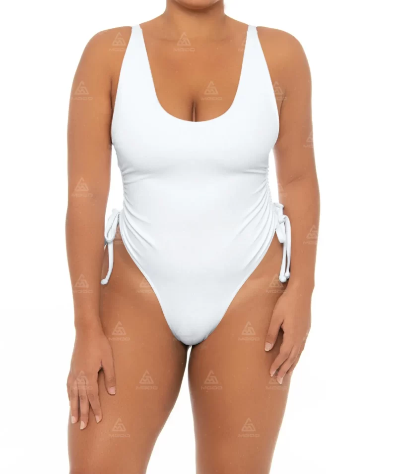 PLUS10 Thickened double straps side waist tightening one-piece swimsuit plus size swimsuit 01