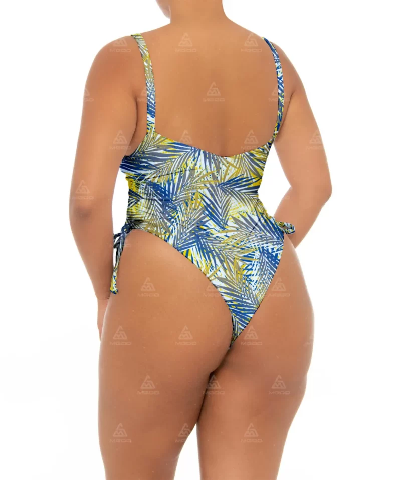 PLUS10 Thickened double straps side waist tightening one-piece swimsuit plus size swimsuit 06