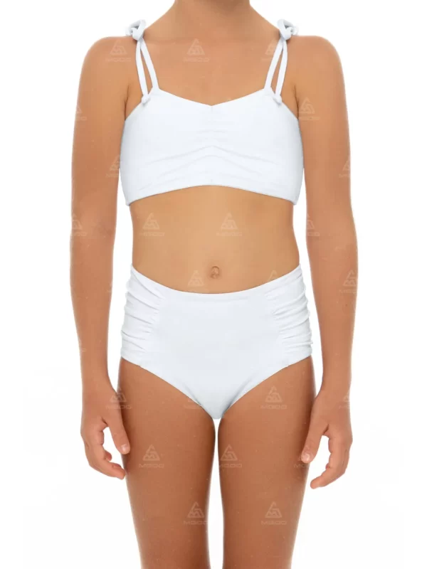 GS01 Double Sling Lace-Up Ruffle Design Child Swimsuit Girls Swimsuit Set 01