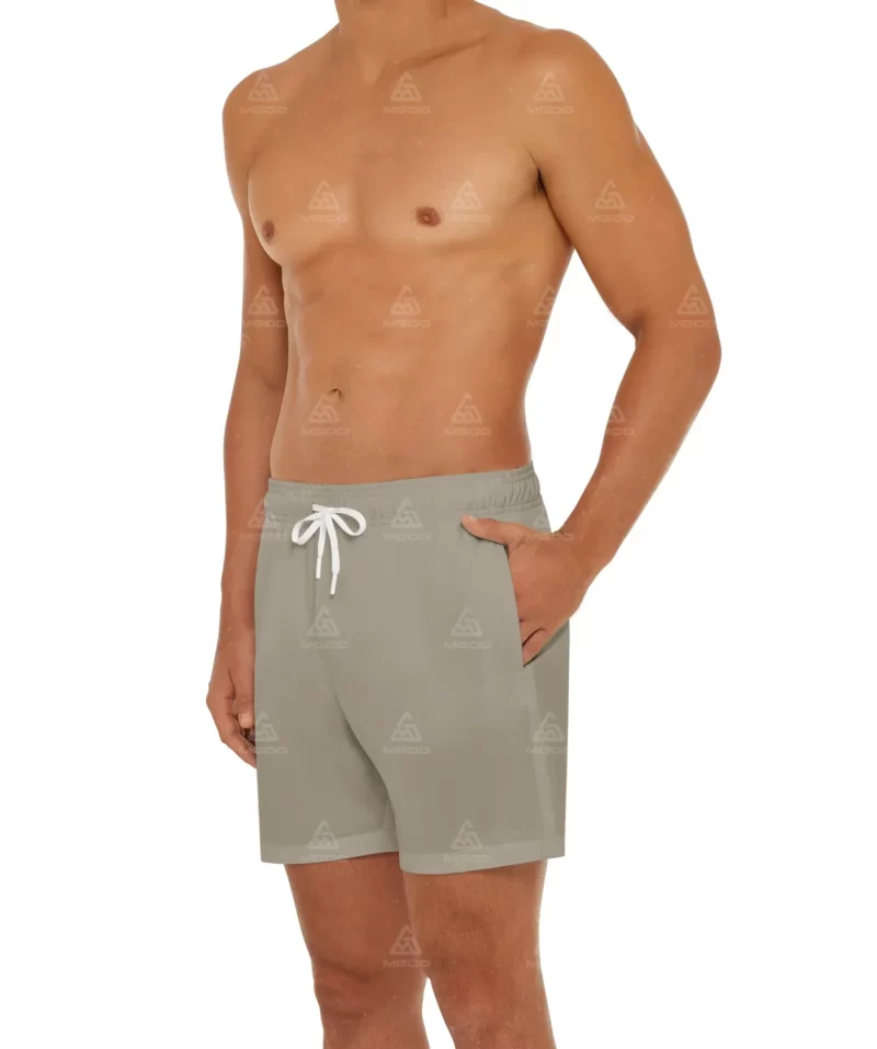 MS02 Men'S Pocket Lace-Up Elastic Waist Knee Shorts Beach Shorts 02