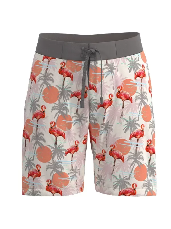 MS22 Men's Simple Flush Waist Tie with Pockets Beach Shorts Beach Shorts